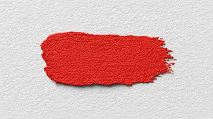 Red paint brush stroke on textured white paper background