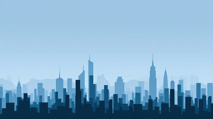 Fototapeta premium City skyline silhouette with tall buildings under clear sky