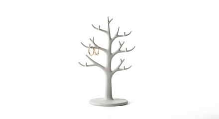 Fototapeta premium Stylish Tree Jewelry Stand Organizer for Necklaces Bracelets Earrings Rings in Home Organization Design