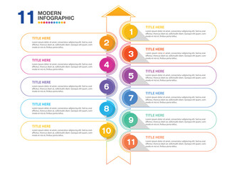 Infographic template, 11 steps.