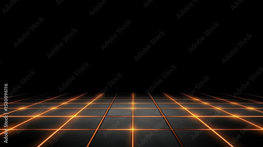 Poster Black and orange floor with a lot of light. The floor is empty and has no people or objects