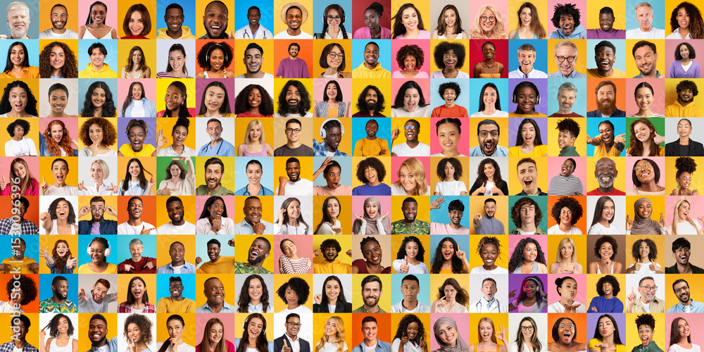 Poster This collage features a diverse array of faces representing various backgrounds