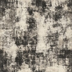 A highly detailed seamless tileable texture of a distressed and grunge fabric or textile surface in black and white, featuring a worn, abstract, and textured appearance.