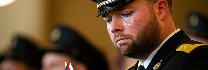 Military man in uniform. AI.