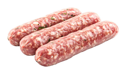 Raw sausage rolls on white surface food culinary preparation clean kitchen isolated on transparent background