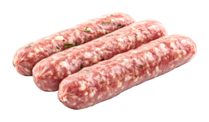 Raw sausage rolls on white surface food culinary preparation clean kitchen isolated on transparent background