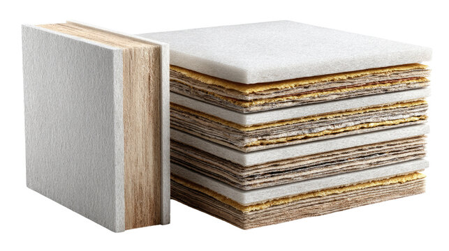 Layered Material Exploration: A collection of meticulously arranged sheets and blocks of assorted materials, offering a glimpse into textures and composition.