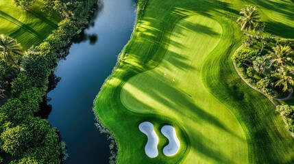 Minimalist aerial of course showing greens, fairways, and water hazards