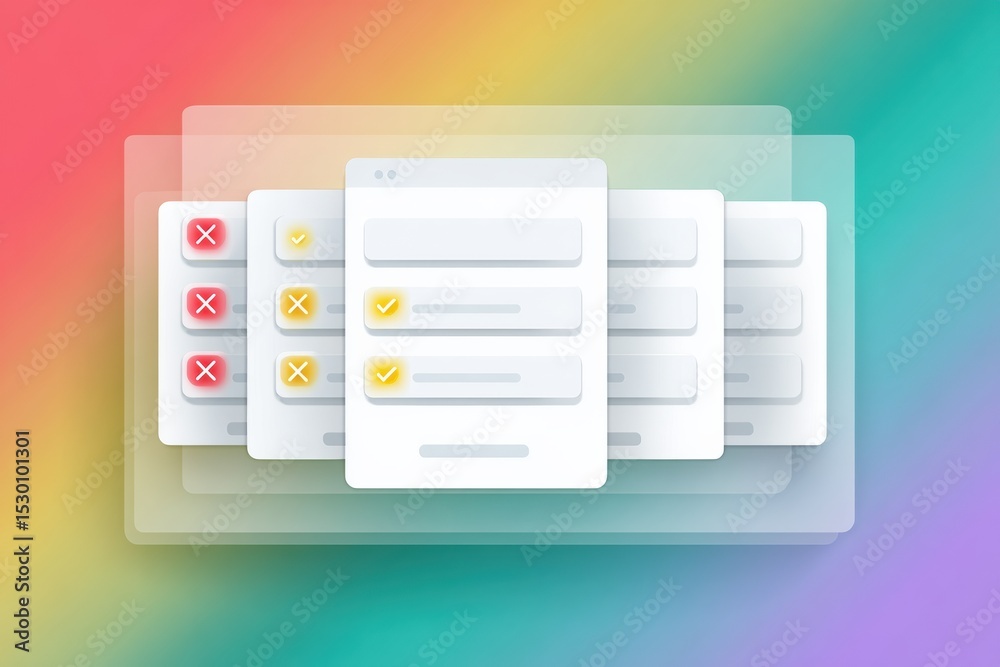 Poster Multiple Overlapping Error Popups on Transparent Screen With Minimalistic Design Showcasing Various Alerts and Notifications