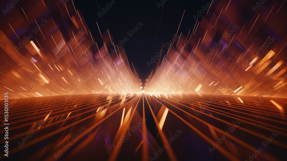 Poster bright orange and purple background with a few lines and dots. the background is very bright and col