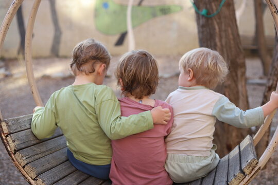 children on a swing