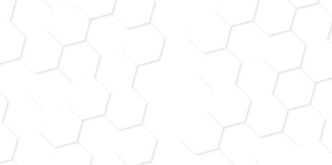 Fototapeta premium Minimal white hexagonal hexagon modern technology creative emboss light honeycomb polygonal web. abstract geometric science and mosaic tile with template texture background. 