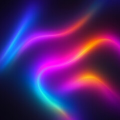 Vibrant holographic abstract background with smooth color transitions, futuristic glow, and soft light reflections on a dark backdrop.