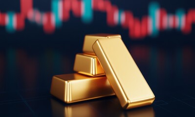 Gold Bars and Stock Market Chart