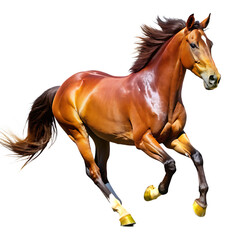 Obraz premium Majestic chestnut horse galloping ai png isolated on a white background