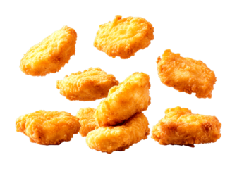 Delicious fried chicken nuggets fast food restaurant food casual setting isolated on transparent background