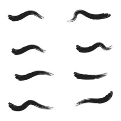 grungy paint brush strokes collection. Vintage Chinese brushstrokes collection. Straight long hand drawn stripes background. Abstract black ink grungy lines, borders, emphasis underlines