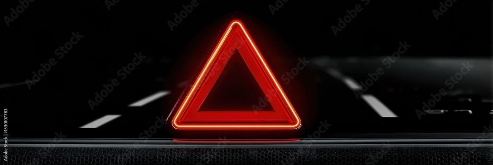 Poster Warning Symbol Displayed on Digital Dashboard Indicating Potential Issue in Vehicle Operation