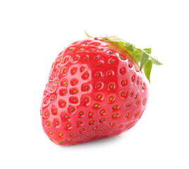 One whole ripe strawberry isolated on white