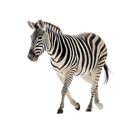 Fototapeta premium Running zebra isolated on white background ai png isolated on a white background