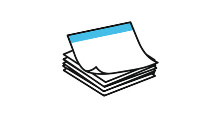 A stack of blank memo papers with a blue top page.