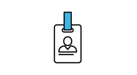 A simplistic ID badge with an illustrated person.