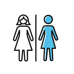 Illustration of two gender female signs separated by a straight line, representing male and female genders.
