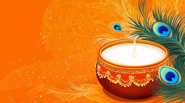 Peacock Feather on Candle for Krishna Janmashtami Celebration