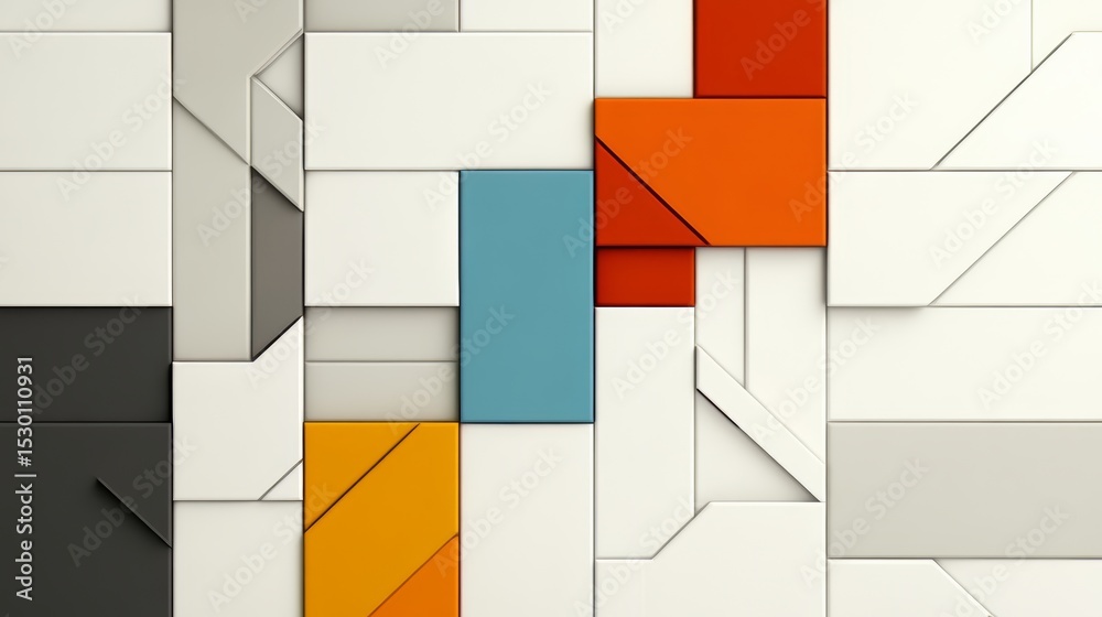Poster colorful wall made of white and orange blocks. the blocks are arranged in a way that creates a sense