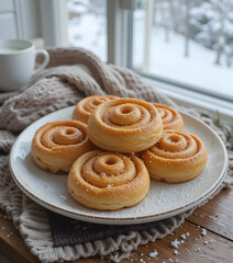 Cinnamon Rolls on Cozy Winter Morning