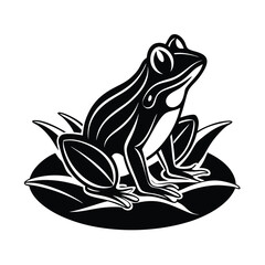 Whimsical frog design on lily pad vector illustration