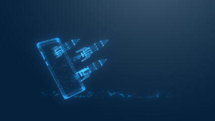 A futuristic digital representation showcasing an abstract technology concept with glowing blue elements on a dark background.