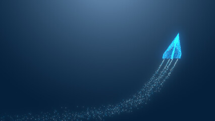 A vibrant, futuristic arrow design with glowing effects, symbolizing direction, innovation, and technology in a digital space.