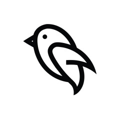 Minimalist bird icon with clean line art vector illustration