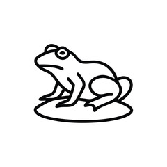 Minimal frog logo with lily pad base vector illustration