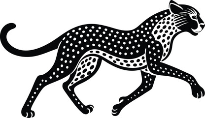 Running Cheetah Silhouette Vector with Bold Spots and Dynamic Motion