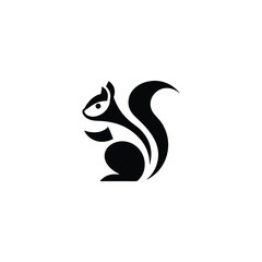 Simple flat squirrel icon with nut vector illustration