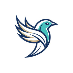 Obraz premium Outlined abstract bird icon with sleek minimal form vector illustration