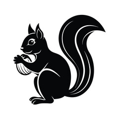 Simple abstract squirrel logo with nut element vector illustration