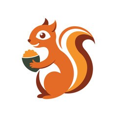 Flat squirrel icon design with nut in abstract form vector illustration