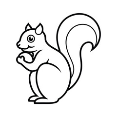 Stylized squirrel holding nut in clean minimal layout vector illustration