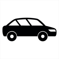 Simple Black Car Icon Illustration on White Background for Design Projects