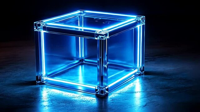 Glowing Blue Display Box with Lights