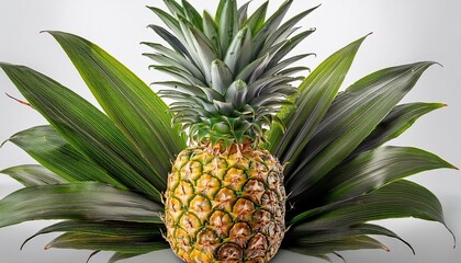 Obraz premium a vibrant close up of a fresh pineapple with lush green leaves isolated on transparent background