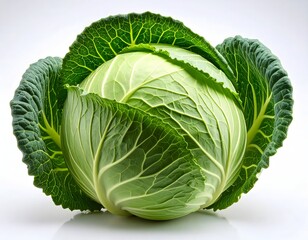 A fresh green cabbage ready to be eaten Isolated on white background