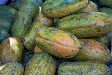 Fresh Papayas Pile at Tropical Market