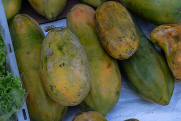 Fresh Papayas Pile at Tropical Market