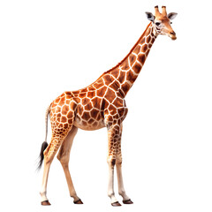 Obraz premium Giraffe animal wildlife safari isolated on a white background ai generated png
