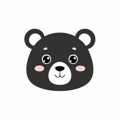 Obraz premium Adorable cartoon bear face illustration with cute eyes and rosy cheeks on white background
