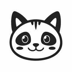 Obraz premium Adorable cartoon cat face illustration with big eyes and a cheerful smile, vector art